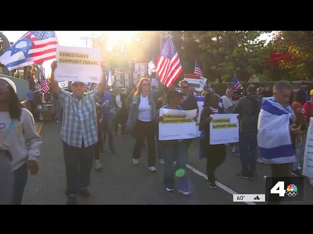 ⁣Pro-Israel rally held near USC