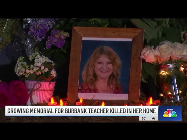 ⁣Growing memorial for Burbank teacher killed in her home