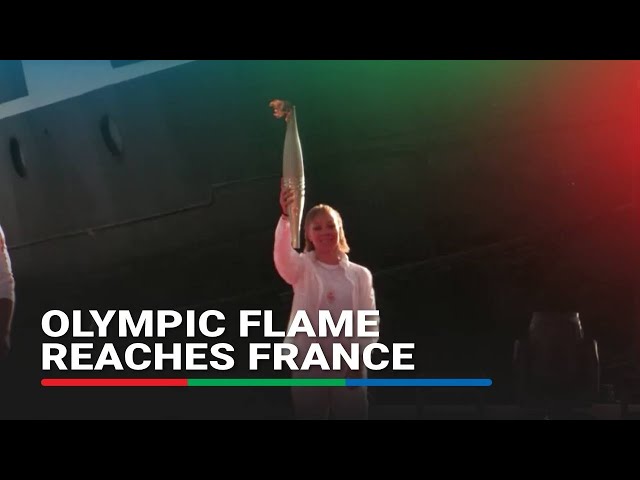 ⁣Olympic cauldron lit on French soil for Games