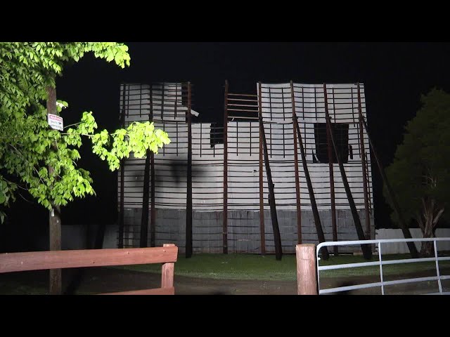 ⁣RAW FOOTAGE: Belmont drive-in damaged during storms