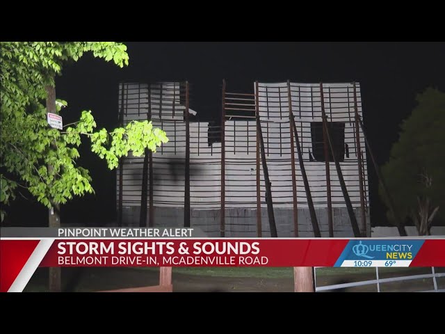 Belmont drive-in damaged during storms