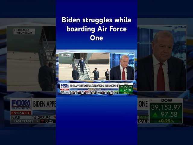 ⁣Biden wobbles at top steps while boarding Air Force One #shorts