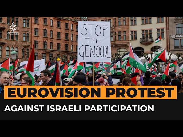 ⁣Thousands in Sweden protest Israel participating in Eurovision song contest | AJ #Shorts