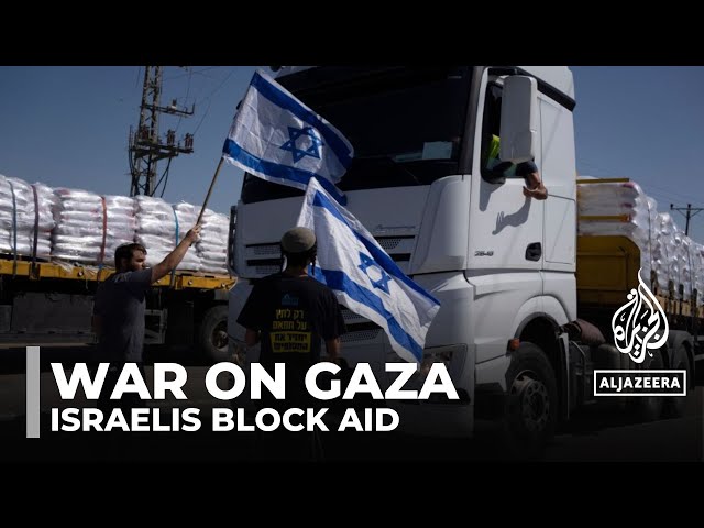 ⁣Israeli protesters block aid trucks to Gaza, citing concerns over support for Hamas