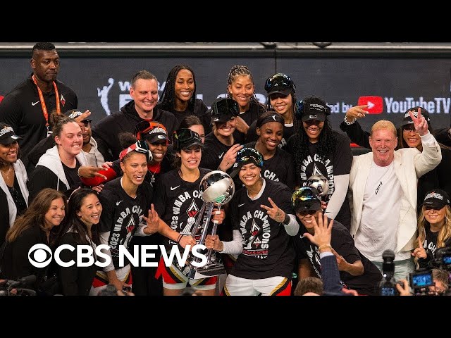 ⁣Las Vegas Aces celebrate WNBA title with President Biden at White House | CBS News