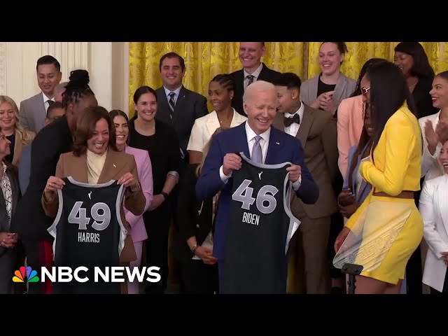 ⁣Biden, Harris host Las Vegas Aces after WNBA win