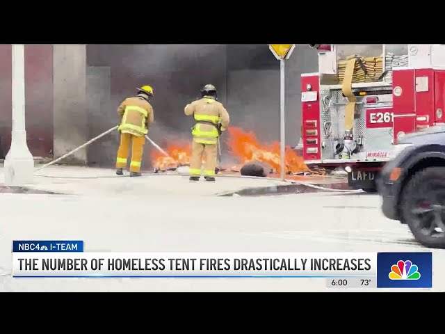 ⁣Number of homeless tent fires increasing in Los Angeles, data says