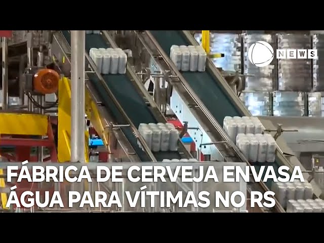 ⁣Fábrica de cerveja envasa água para vítimas no Rio Grande do Sul