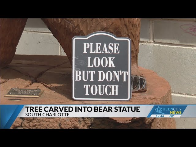 Encroaching Quail Hollow tree is carved into a large bear