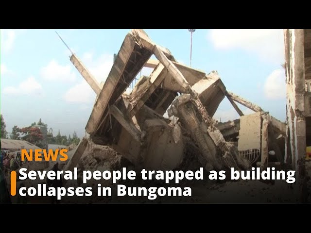 ⁣Several people trapped as building collapses in Bungoma