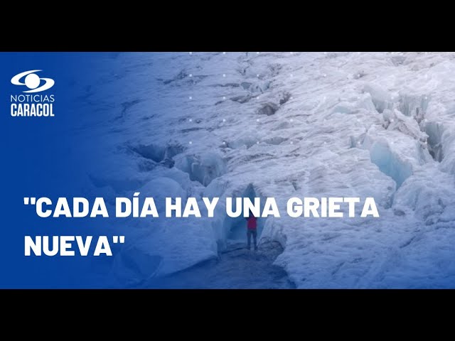 ⁣Las altas temperaturas en Colombia están quebrando el glaciar Ritacuba Blanco