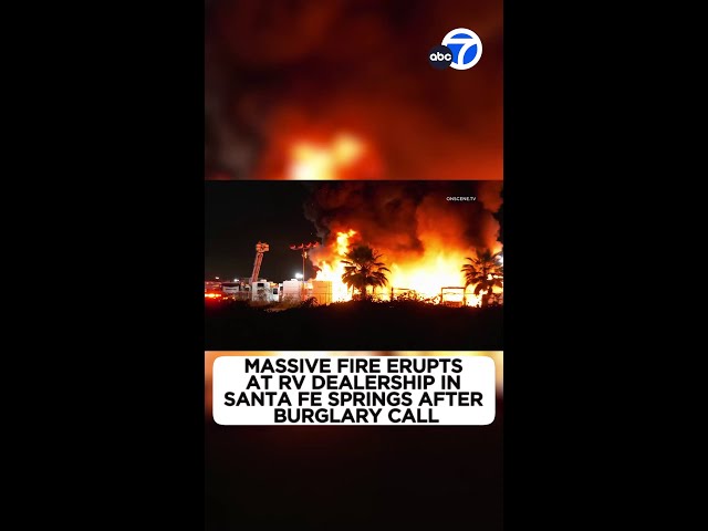 ⁣Massive fire causes $1.5M in damage at Santa Fe Springs RV dealership