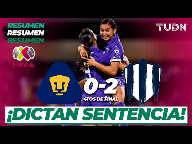 ⁣Resumen y goles | Pumas 0-2 Rayadas| Liga Mx Femenil - CL2024 4tos | TUDN