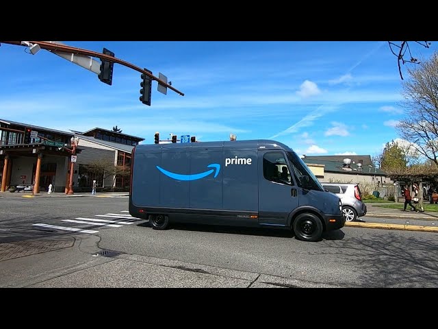 ⁣Inside Amazon's electric delivery trucks