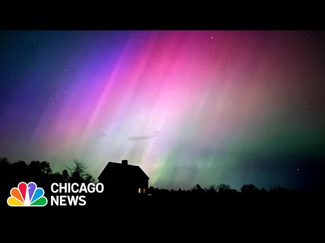 ⁣Solar storm brings BREATHTAKING Northern Lights display to Chicago area