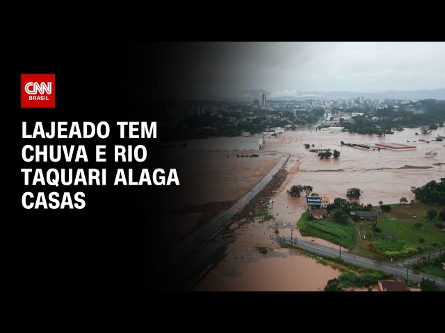 ⁣Lajeado tem chuva e Rio Taquari alaga casas | AGORA CNN