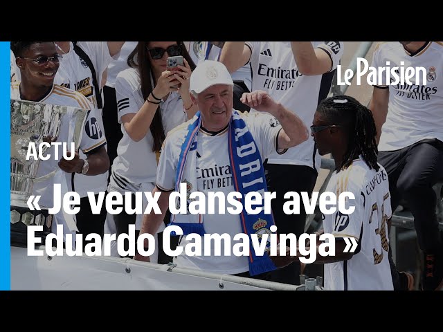 ⁣Titre du Real Madrid : la danse de la joie de Carlo Ancelotti avec Eduardo Camavinga