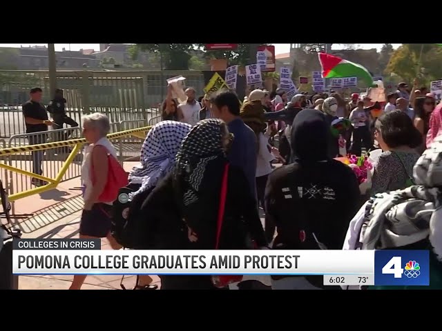 ⁣Protest outside of Pomona College's graduation ceremony