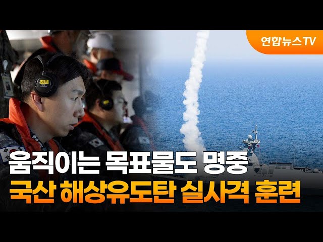 ⁣움직이는 목표물도 명중…국산 해상유도탄 실사격 훈련 / 연합뉴스TV (YonhapnewsTV)