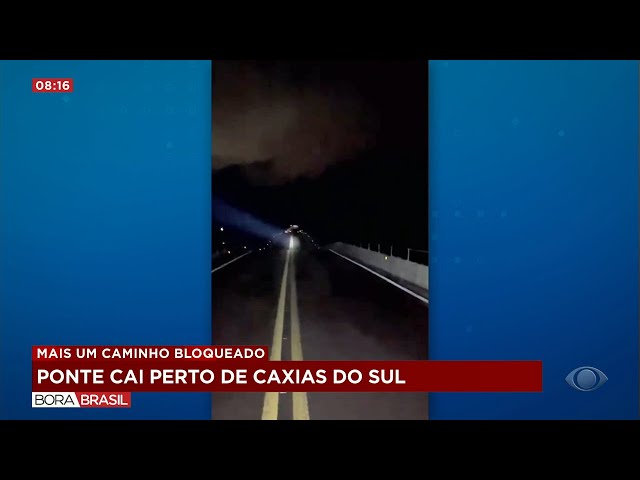 ⁣Ponte que atravessa o rio Caí cede e é interditada no RS