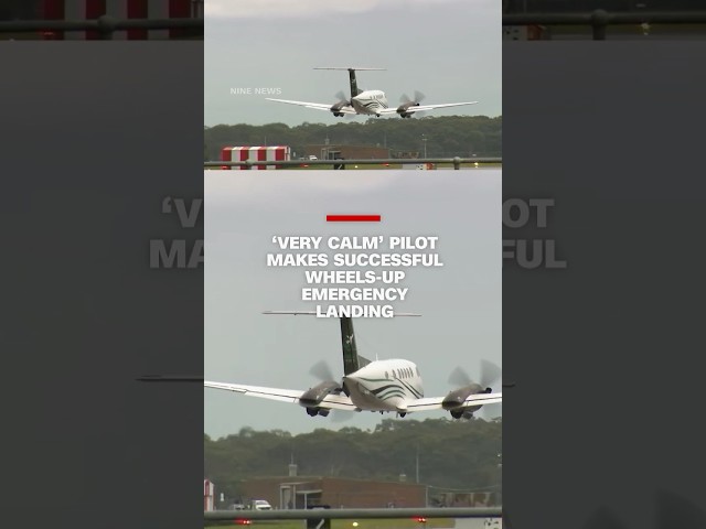 ⁣'Very calm' pilot makes successful wheels-up emergency landing
