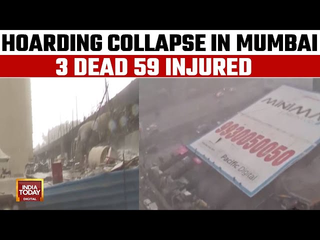 ⁣Mumbai Dust Storm: 3 Dead, 59 Injured As Hoarding Collapses In Ghatkopar At Petrol Pump
