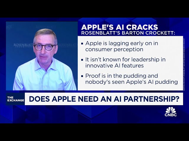 ⁣AI is crucial for Apple right now, says Rosenblatt Securities' Barton Crocket