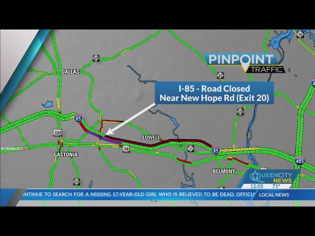 ⁣I-85 South shut down in Gaston County: NCDOT