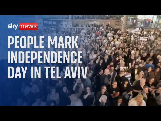 ⁣Watch live: People gather at Hostages Square in Tel Aviv to mark Independence Day