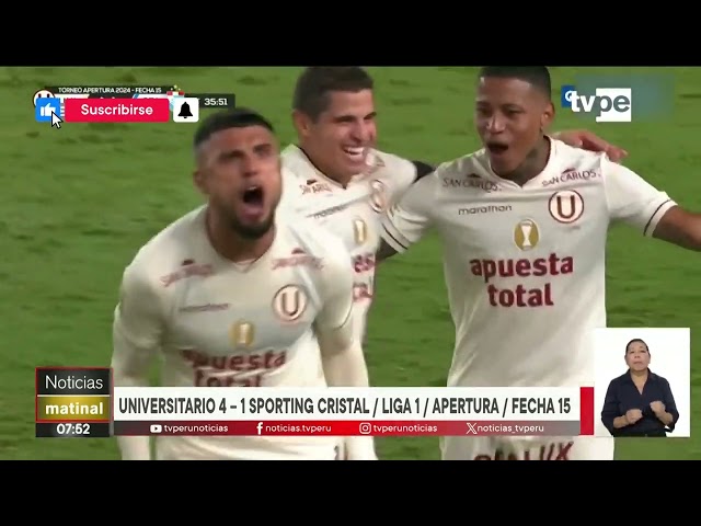 ⁣Universitario goleó 4-1 a Sporting Cristal y es el único líder del Torneo Apertura