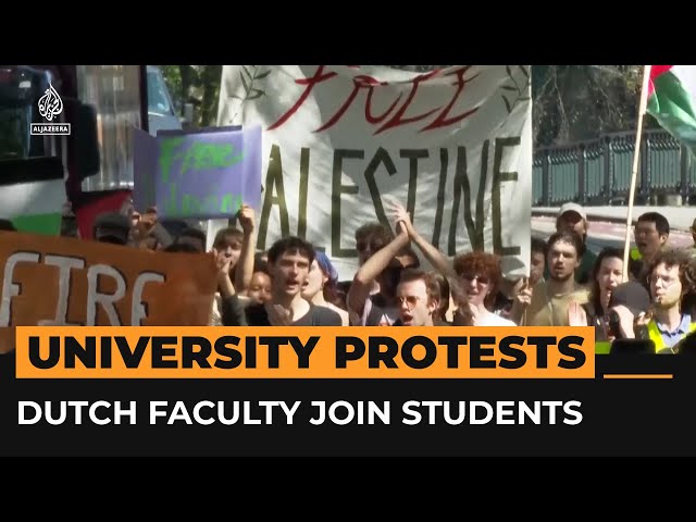 ⁣Dutch faculty join student walkout after police cleared Amsterdam encampments | Al Jazeera Newsfeed