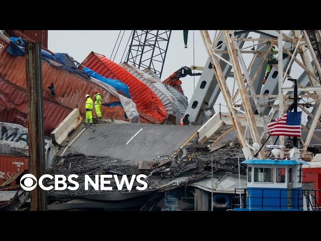 ⁣Crews hope to detonate Baltimore Key Bridge debris