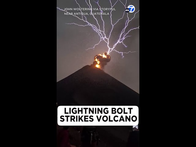 ⁣Stunning lightning bursts from erupting volcano in Guatemala