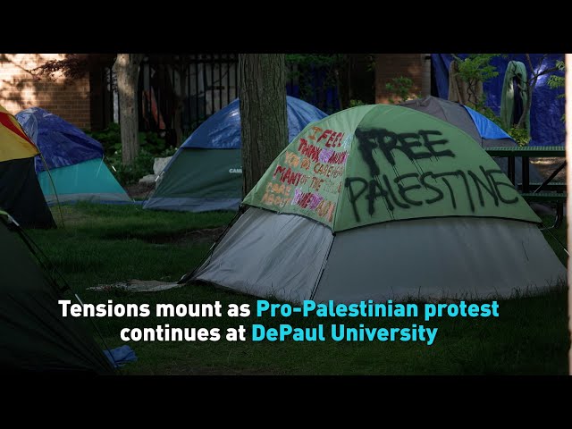 ⁣Tensions mount as Pro-Palestinian protest continues at DePaul University
