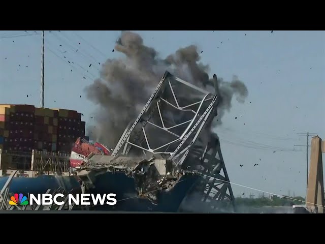 ⁣Section of Baltimore bridge brought down in controlled explosion