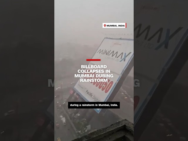 ⁣Billboard collapses in Mumbai during rainstorm