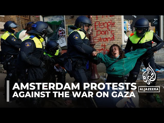 ⁣University of Amsterdam staff join pro-Palestine protests