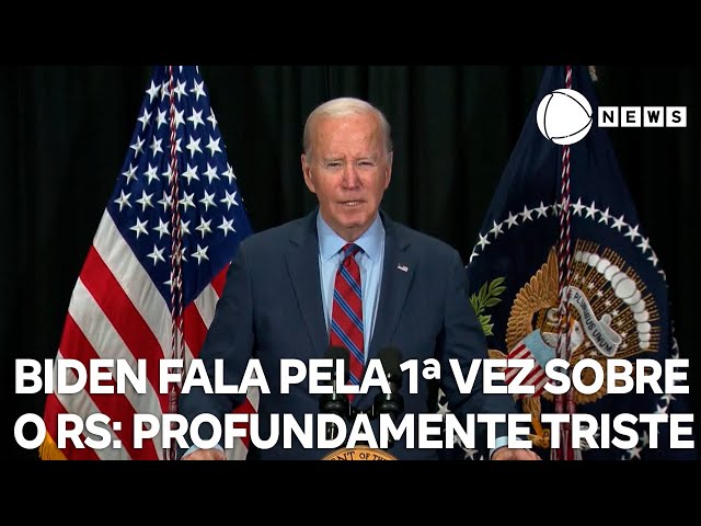 ⁣"Profundamente triste", diz Joe Biden sobre enchentes no RS