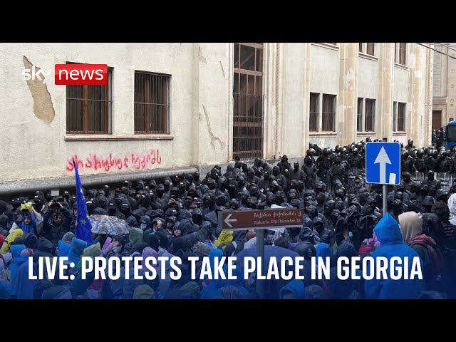 ⁣Watch live: Protests take place in Georgia against legislation threatening press and civic freedoms