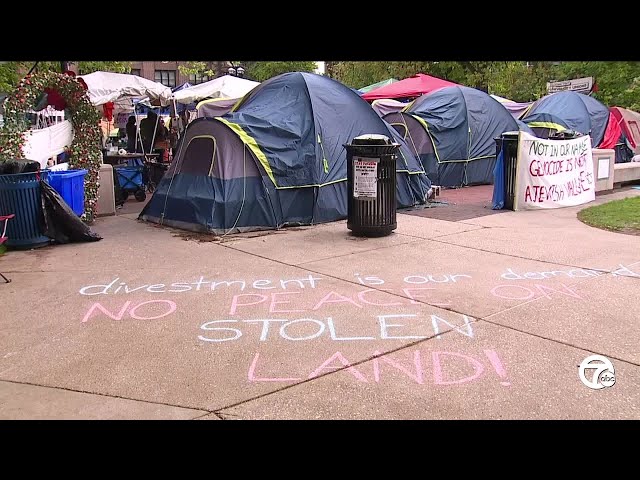 ⁣Michigan pro-Palestinian encampment staying despite asks from university to leave