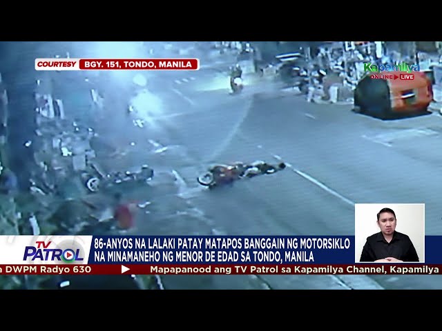 ⁣Senior citizen patay matapos mabangga ng rider sa Tondo