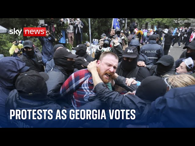 ⁣Mass protests ahead of Georgia vote on controversial law