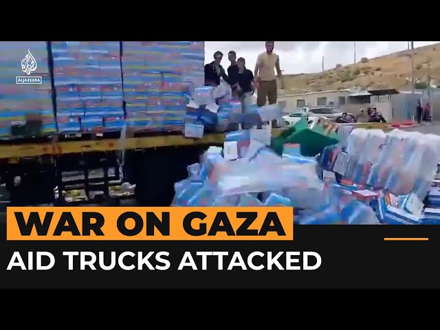⁣Israeli protesters attack aid trucks destined for Gaza