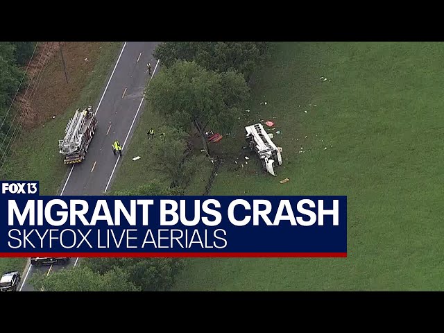 ⁣LIVE AERIALS: Multiple dead in crash involving migrant bus in North Florida
