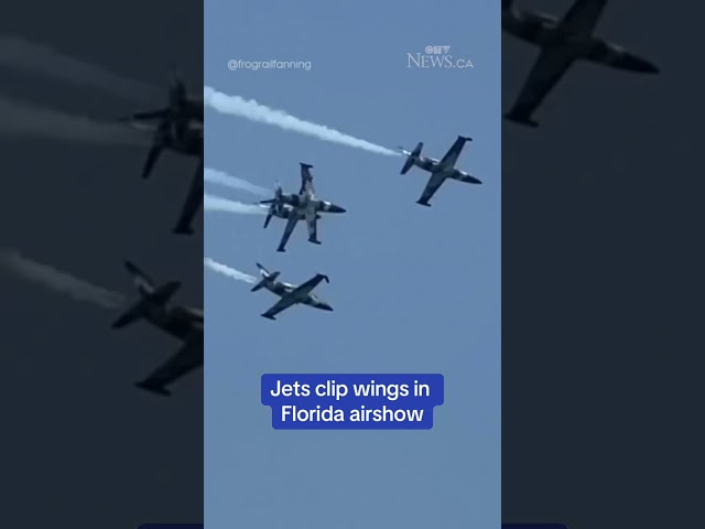 ⁣Wild video from Florida show the moment that two jets clipped wings during an airshow