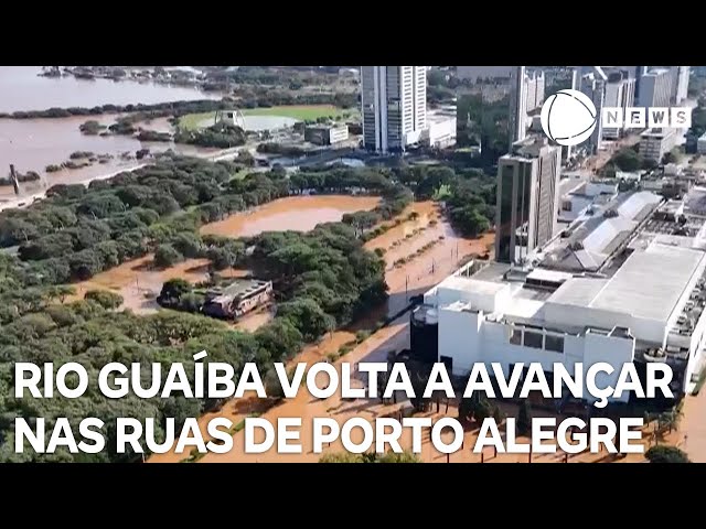 ⁣Guaíba volta a avançar sobre as ruas de Porto Alegre
