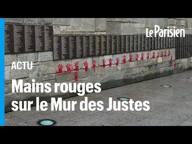 ⁣Paris : le Mur des Justes du mémorial de la Shoah tagué de mains rouges