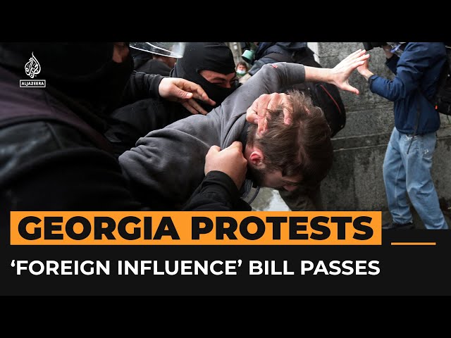 ⁣Passage of ‘foreign influence’ bill sparks clashes at Georgian parliament | AJ #Shorts