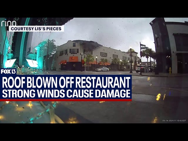 ⁣Strong winds blow roof off New Port Richey restaurant