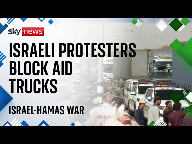 ⁣Israeli protesters block aid convoy heading for Gaza